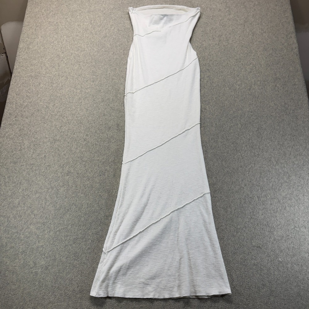 Princess Polly Womens Bodycon Maxi Dress White Strapless Ribbed Vacation Chic 4 - Picture 3 of 5